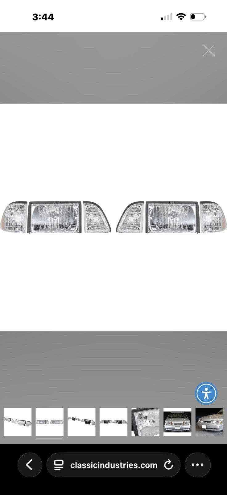 1987-1993 Ford Mustang Headlights 12 Pcs Set Euro clear Lens W/Amber Reflector