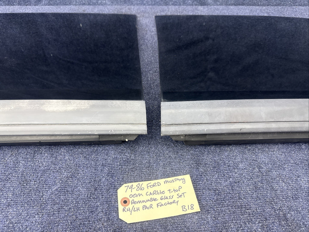 79-86 FORD MUSTANG OEM CARLITE T TOP TOPS REMOVABLE GLASS SET LEFT RIGHT Hatch
