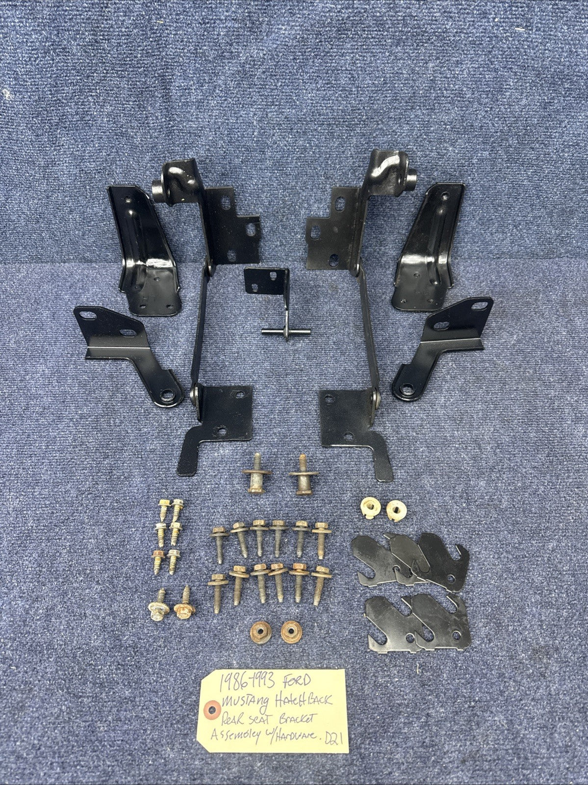 87-93 Ford Mustang Complete Rear Seat Mounting Brackets w/ Bolts Hardware GT LX