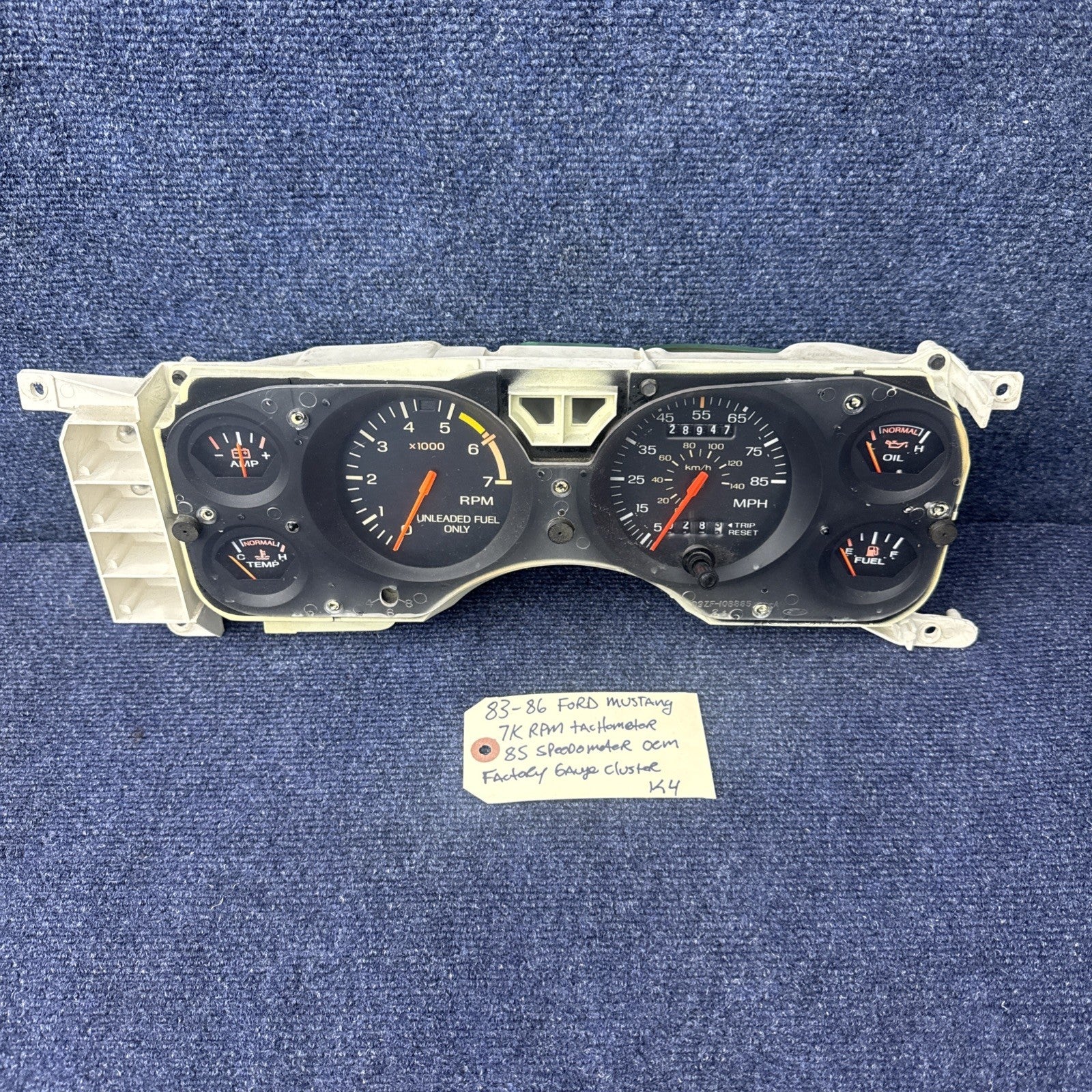 83 84 1985 1986 Ford Mustang Gauge Cluster 7k Tachometer Speedometer Tach OEM Gt