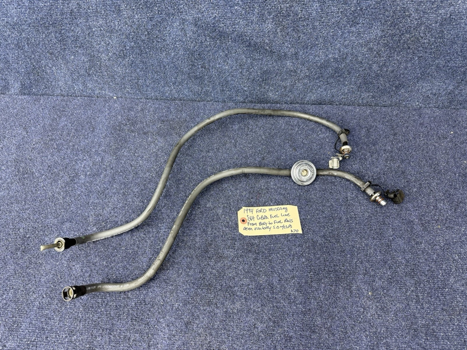 94-95 Mustang 5.0L Motor Engine Fuel Feed Return Lines Hoses Pair 2x Factory OEM