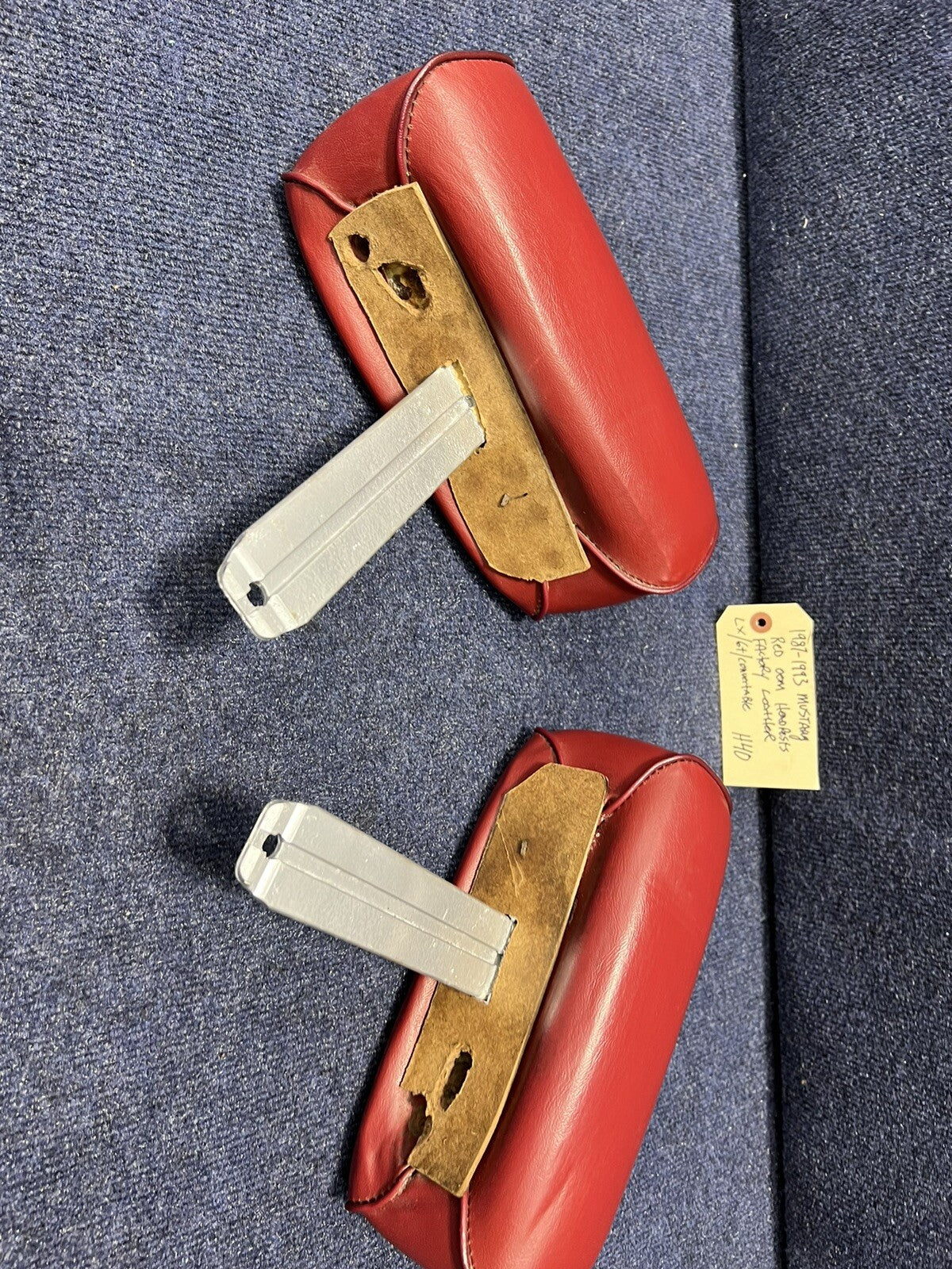 79-93 FORD MUSTANG LEFT FRONT SEAT HEADREST RED LEATHER OEM FACTORY GT LX FOX 🦊