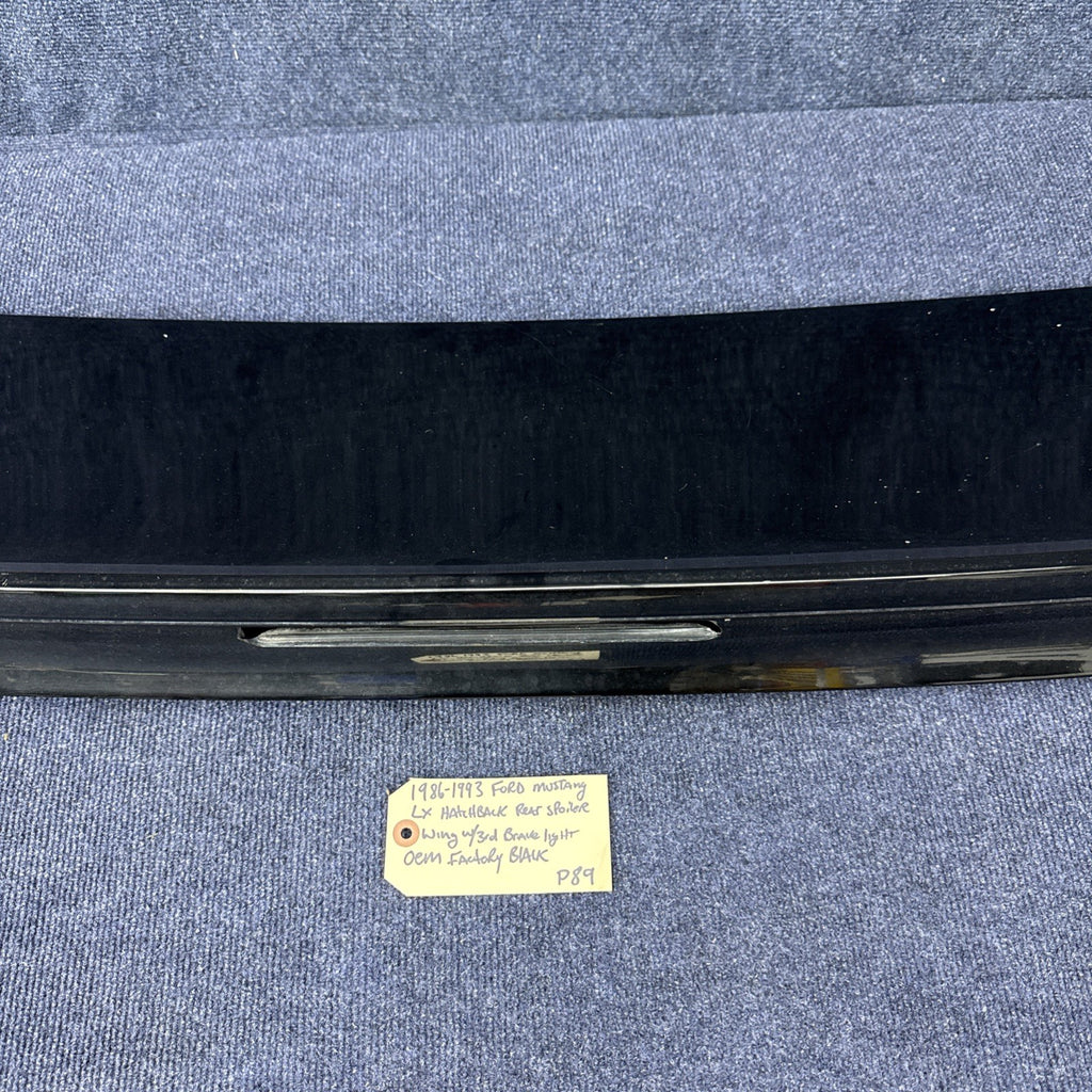 86-93 Ford MUSTANG LX HATCHBACK OEM REAR FIBERGLASS SPOILER W/LIGHT WING Black