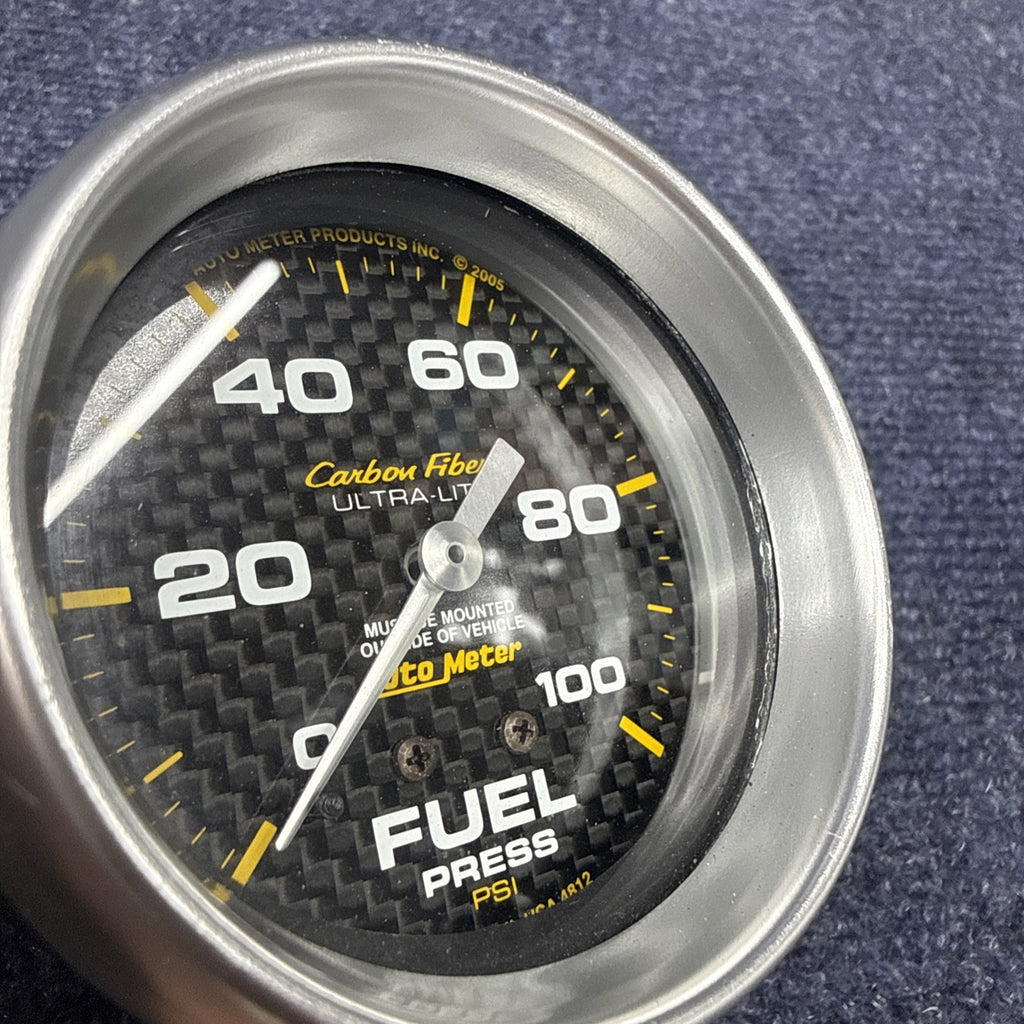 Autometer 4812 Ultra-Lite Fuel Pressure Gauge Carbon 2-5/8" 100 PSI Mechanical
