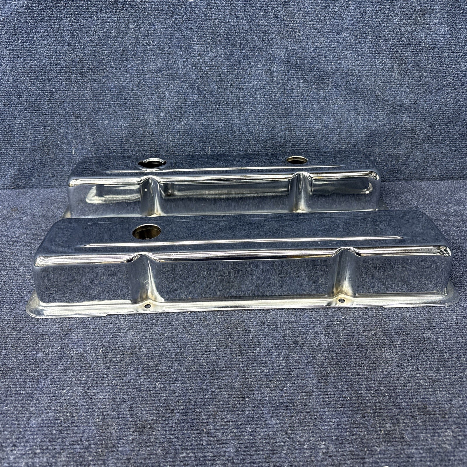 1958-86 CHEVY SMALL BLOCK 283-305-327-350-400 SHORT VALVE COVERS  Chrome Sbc