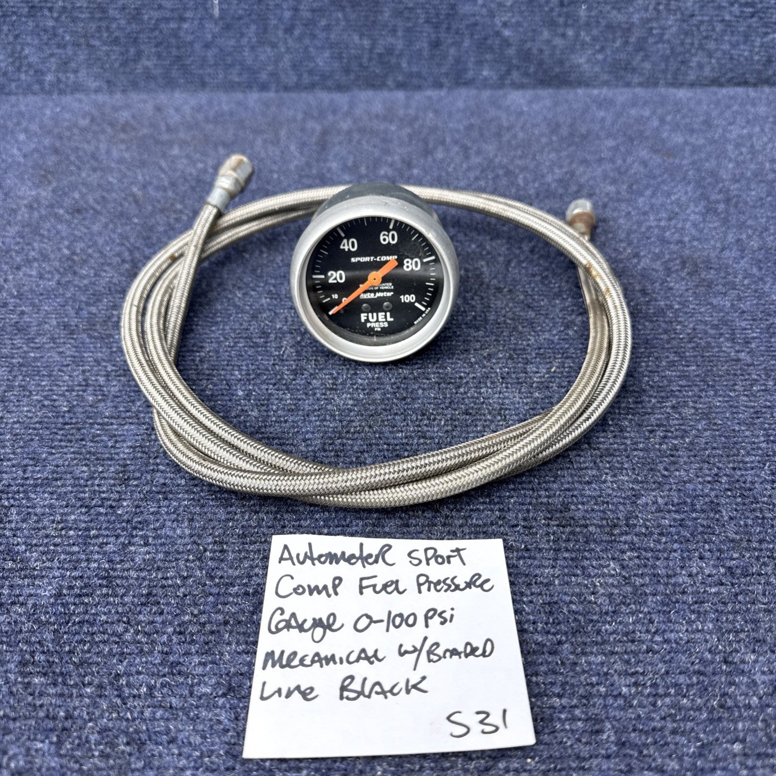 AutoMeter 3412 Sport-Comp Fuel Pressure Gauge, 2-5/8 in., Mechanical With Line