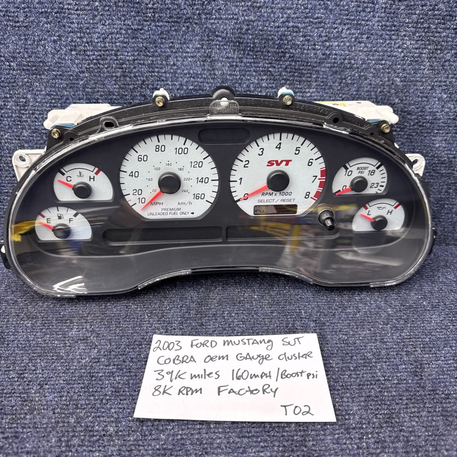 03-04 Mustang Cobra Instrument Cluster 160 Mph Speedometer Gauges 39k Miles Nice