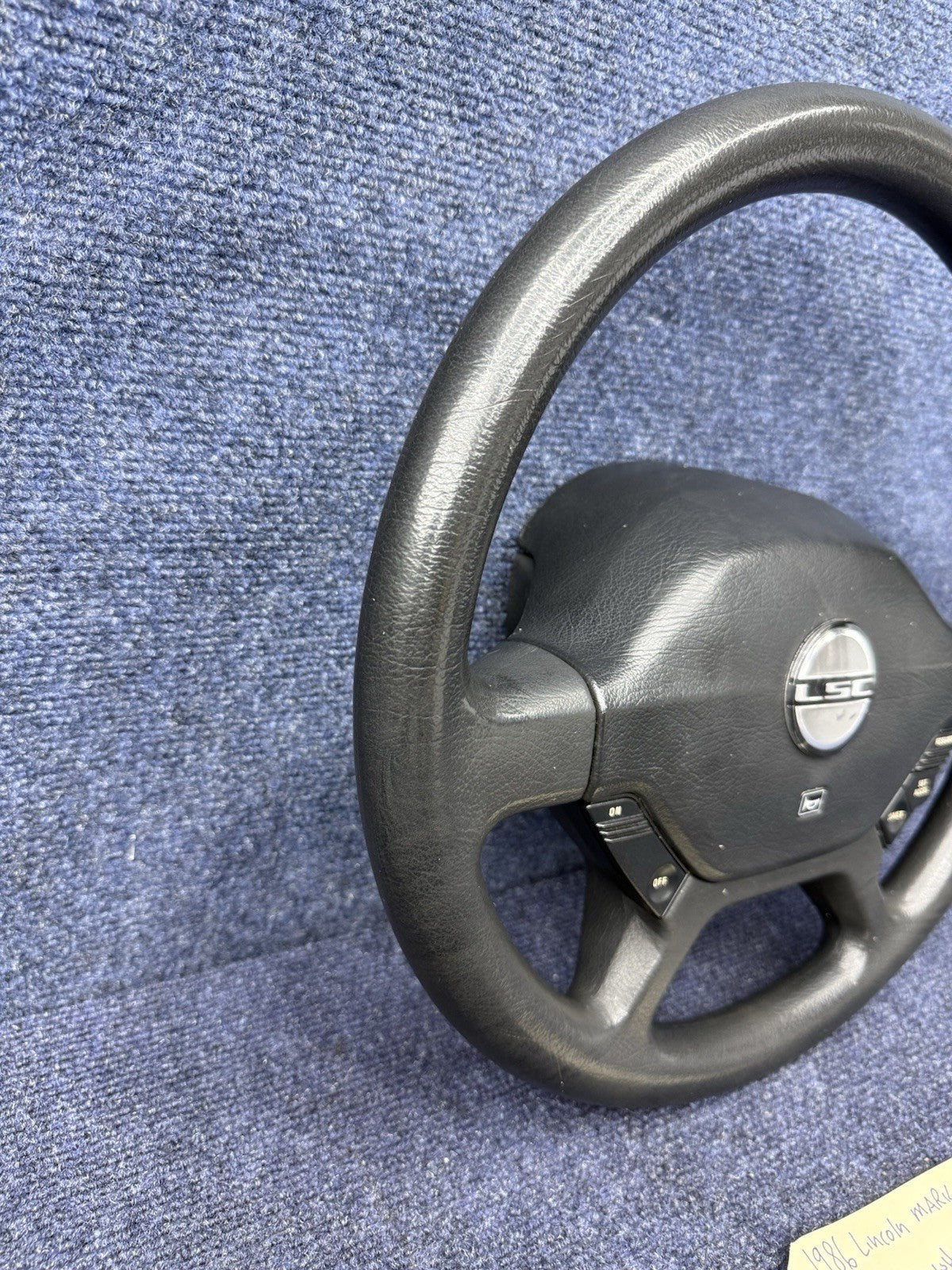 GENUINE Ford 1986 Lincoln Black Leather Steering Wheel w/Controls Mark VII Lsc