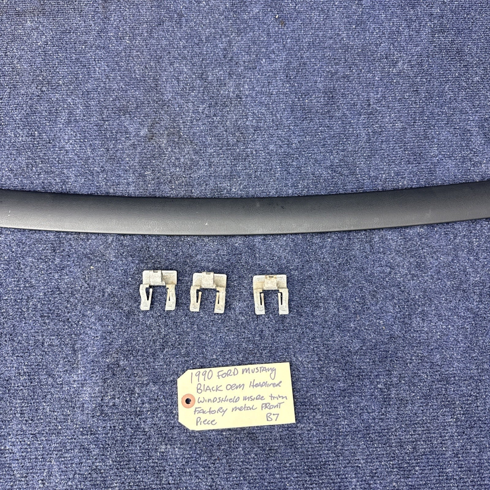 87-93 Ford Mustang Black Headliner Trim Metal Windshield Window NICE! GT Cobra