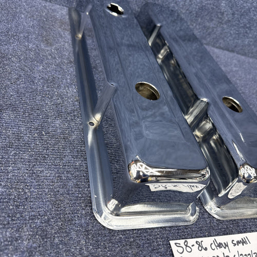 1958-86 CHEVY SMALL BLOCK 283-305-327-350-400 SHORT VALVE COVERS  Chrome Sbc