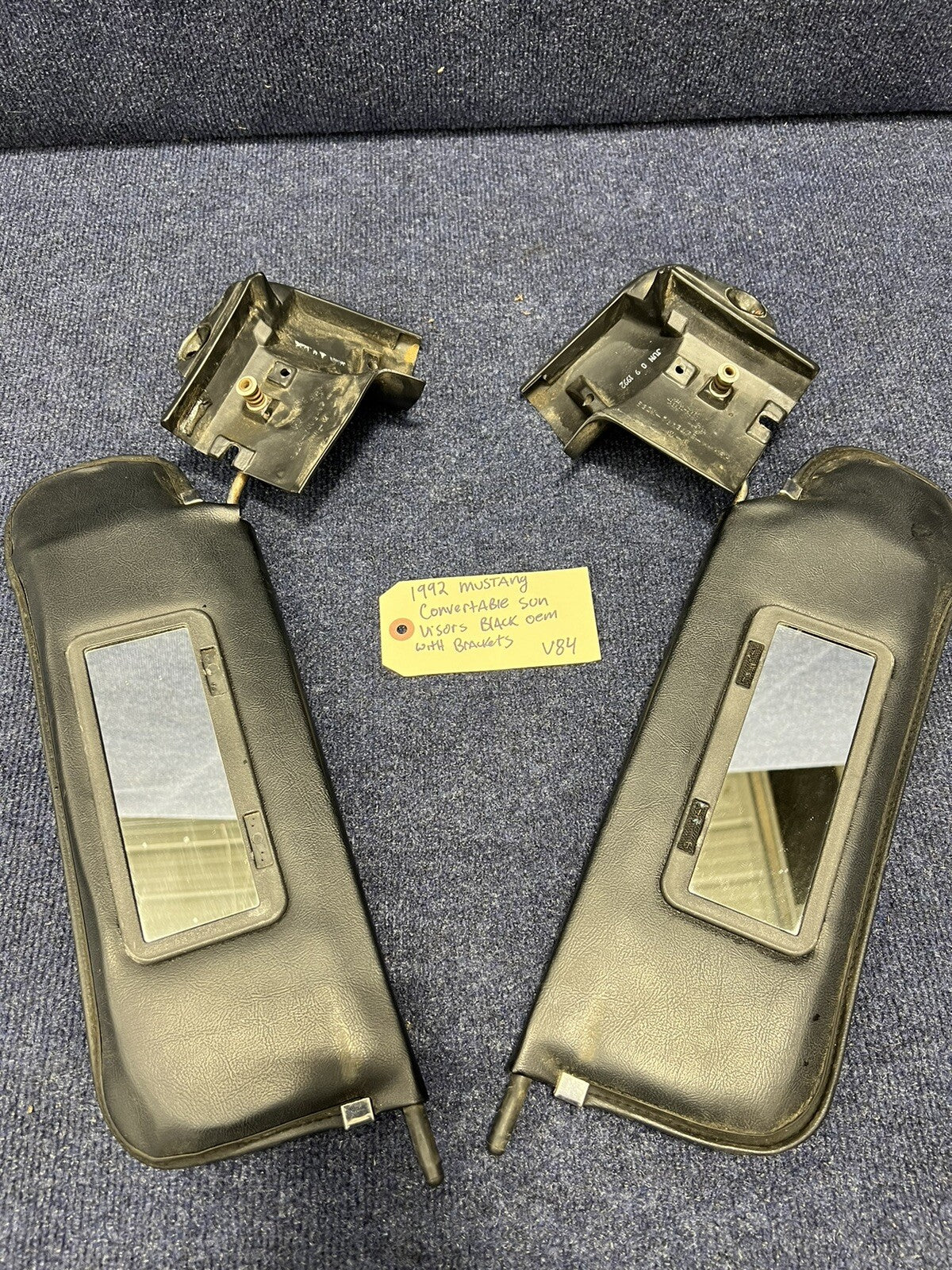 87-93 Ford Mustang Convertible Sun Visors Visor Set Pair Oem Foxbody Black Lx Gt