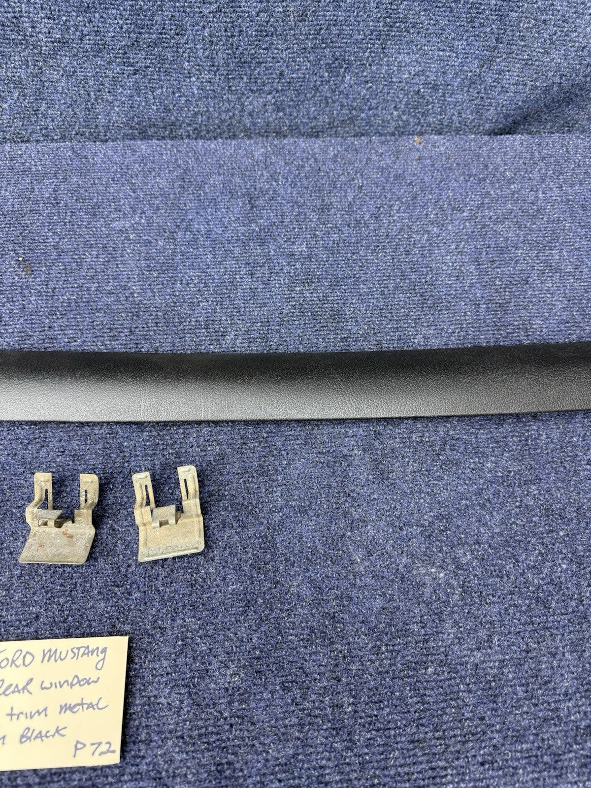 87-93 Ford Mustang Coupe Trunk Black Headliner Trim Metal Rear Window Notch Oem