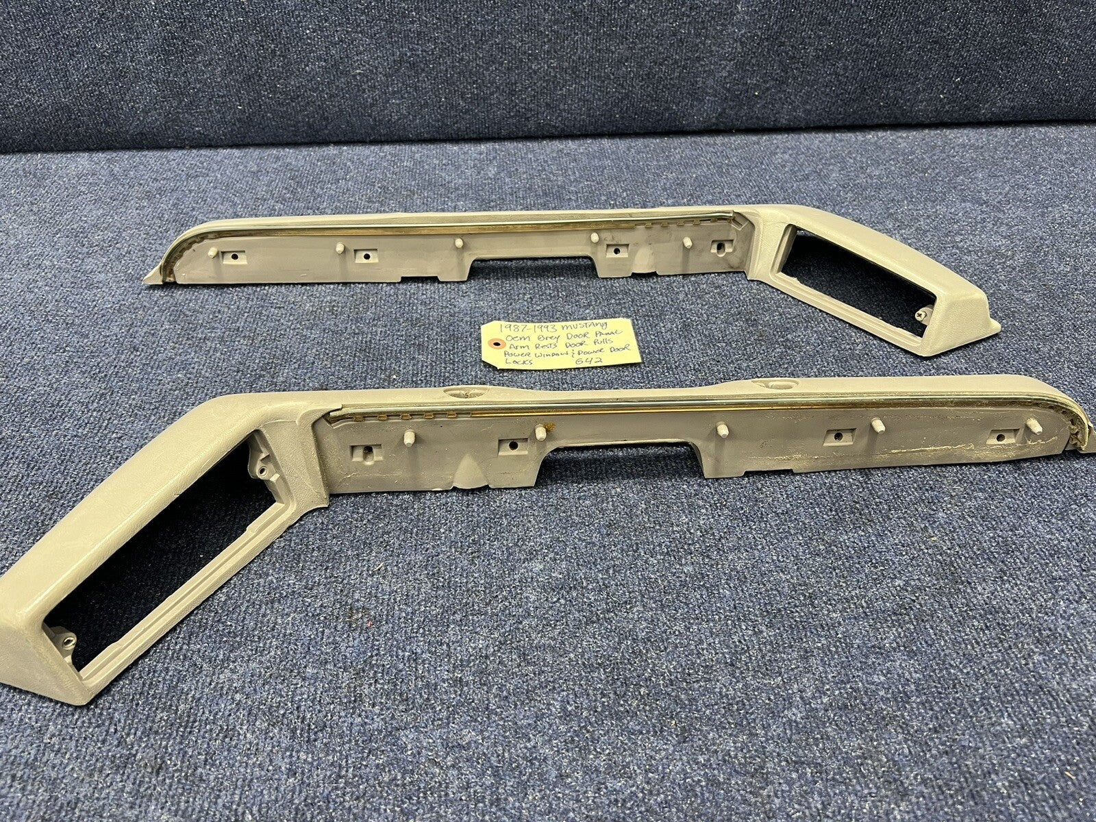 1987-1993 OEM Ford Mustang Grey Front Door Panel Armrests Pull Handle Factory 50