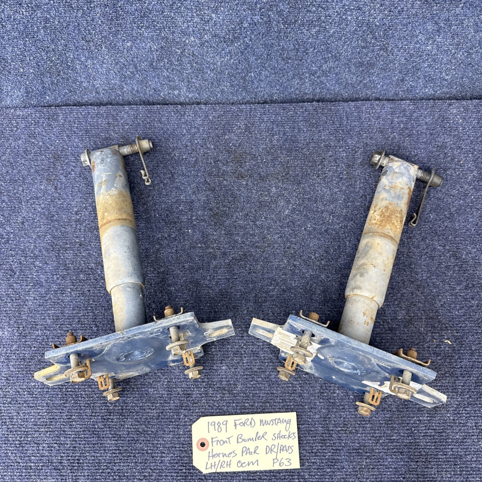 87-89 Ford Mustang Front Bumper Shock Absorbers Impact Crash Core Support Bars