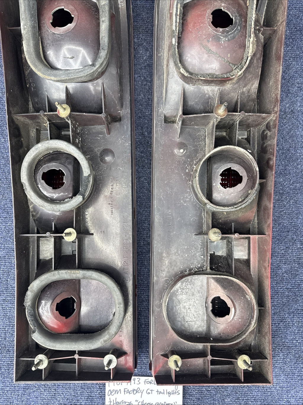 87-93 Ford Mustang GT Tail Light Lens OEM Stock 5.0L LH & Rh Pair Cheese Grader